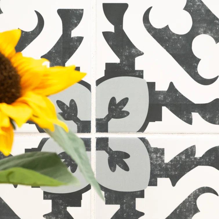 Amara 8" x 8" Encaustic Look Matte Porcelain Floor & Wall Tile