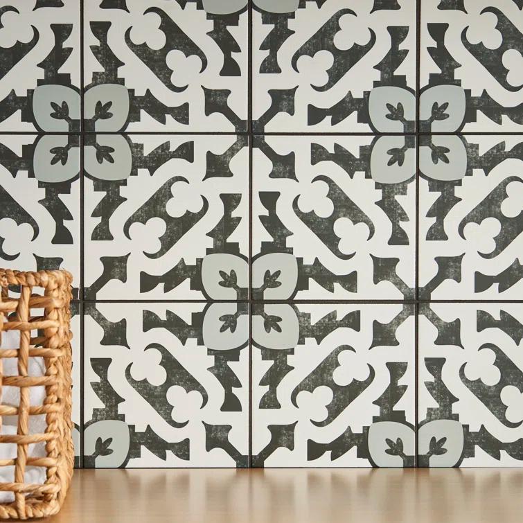 Amara 8" x 8" Encaustic Look Matte Porcelain Floor & Wall Tile