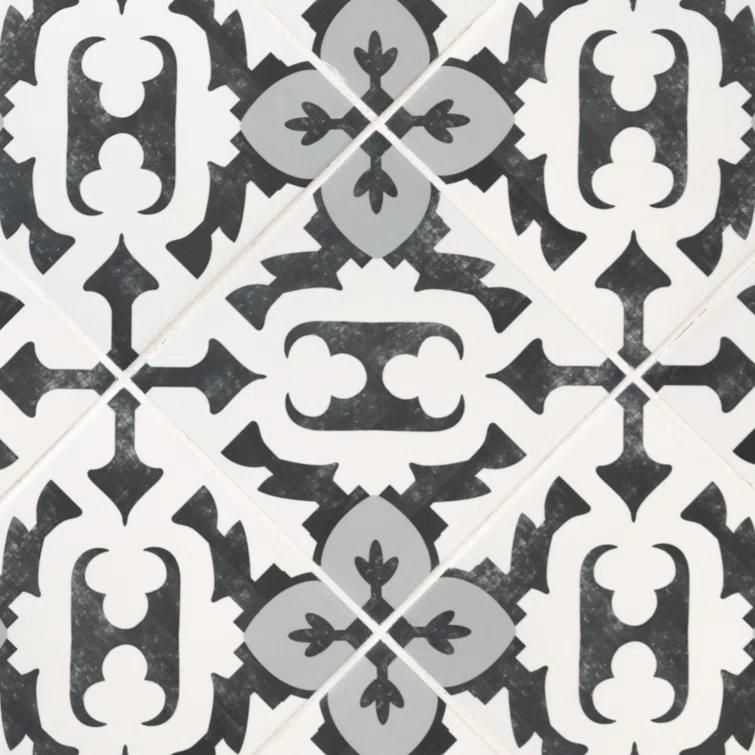 Amara 8" x 8" Encaustic Look Matte Porcelain Floor & Wall Tile