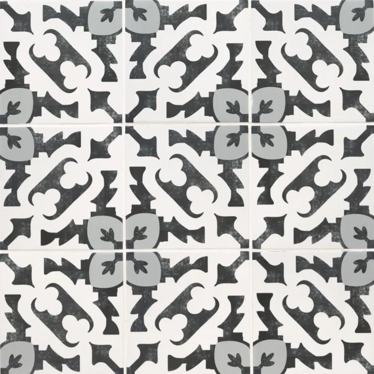 Amara 8" x 8" Encaustic Look Matte Porcelain Floor & Wall Tile