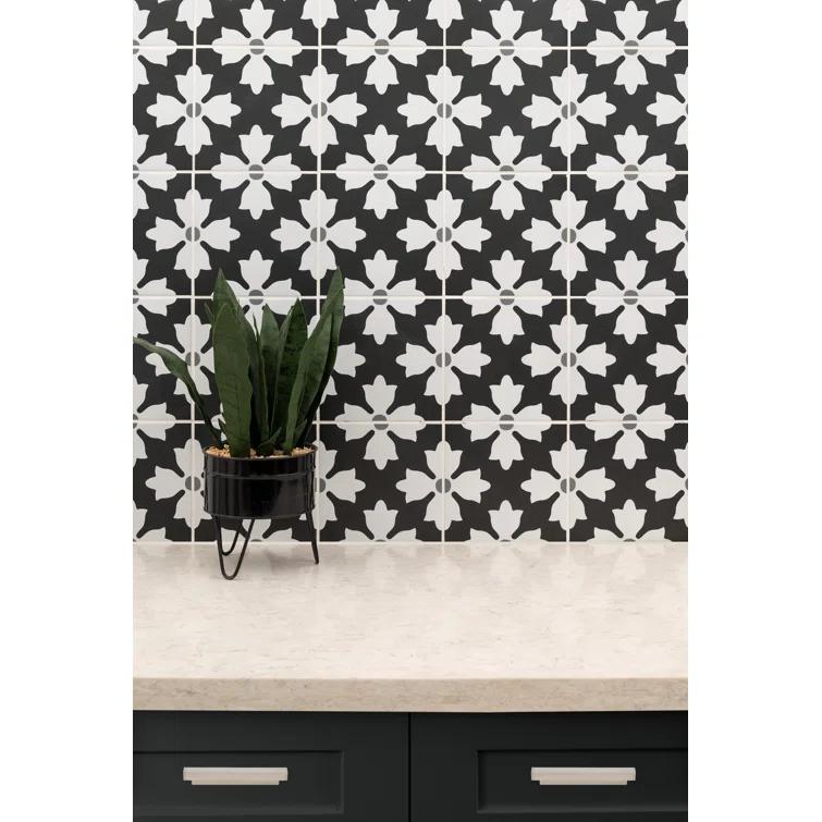 Amara 8" x 8" Encaustic Look Matte Porcelain Floor & Wall Tile