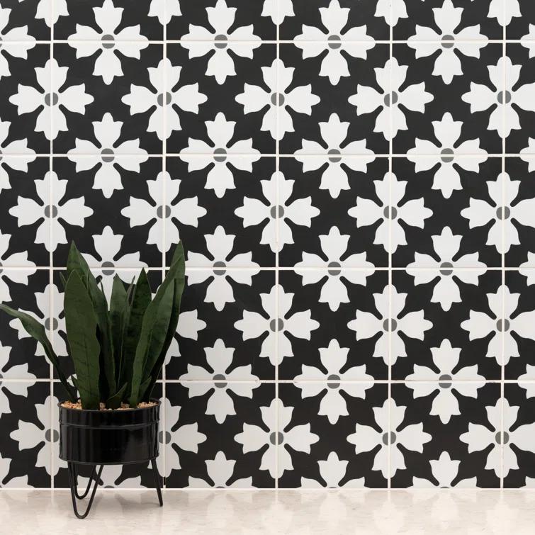 Amara 8" x 8" Encaustic Look Matte Porcelain Floor & Wall Tile