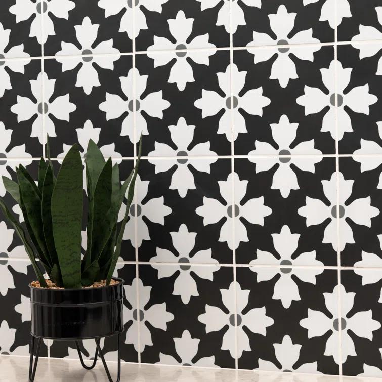 Amara 8" x 8" Encaustic Look Matte Porcelain Floor & Wall Tile