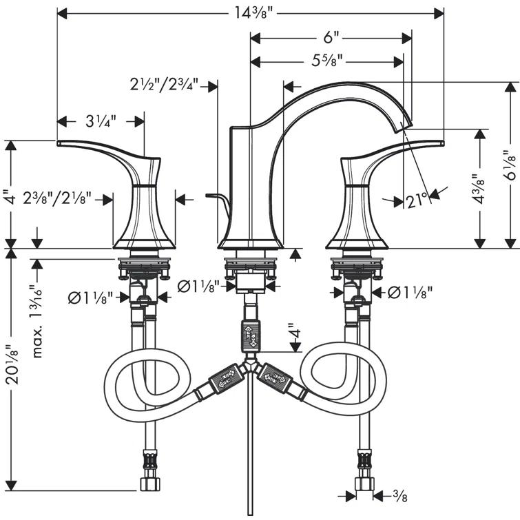Locarno Widespread Bathroom Faucet with Drain Assembly