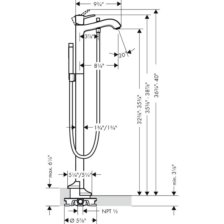 Metropol Classic Single Handle Floor Mounted Freestanding Tub Filler Trim with Hand Shower