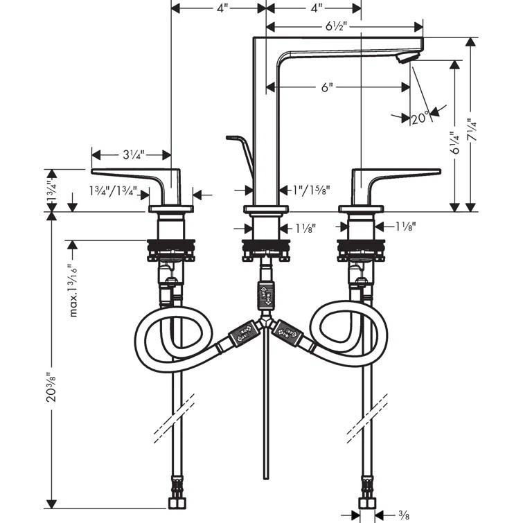 Metropol Low Flow Water Saving Widespread Faucet with Drain Assembly