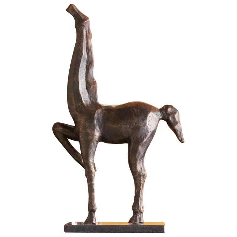 Contemporary Cubist Horse Statue in Bronze Patina Metal, 20.75"H