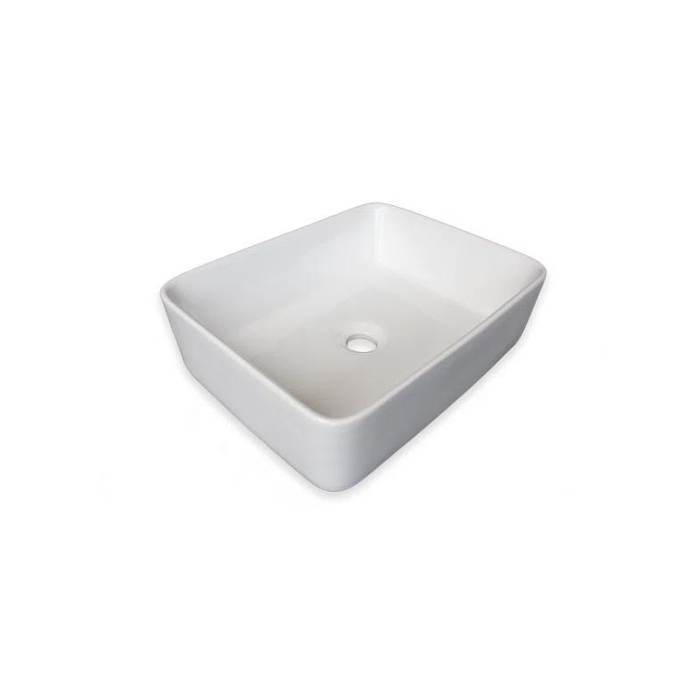 Wells Sinkware China Luxe 14.25'' White Ceramic Rectangular Bathroom Sink
