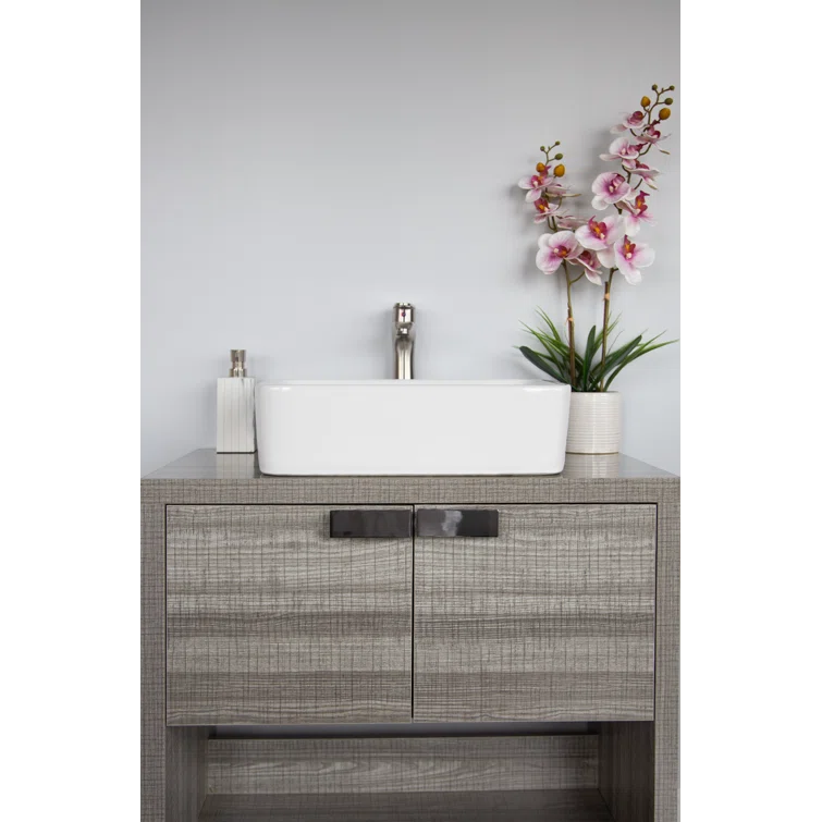 Wells Sinkware China Luxe 14.25'' White Ceramic Rectangular Bathroom Sink