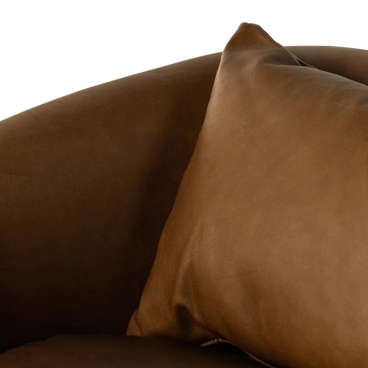 Paralimni Genuine Leather Swivel Armchair