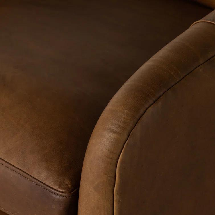 Paralimni Genuine Leather Swivel Armchair