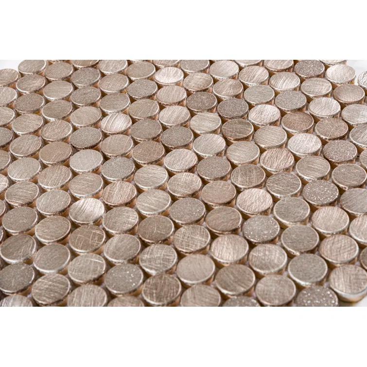 Orb 3/4" Metal Penny Round Mosaic Tile Shower Wall, Kitchen Backsplash and Wall Tile