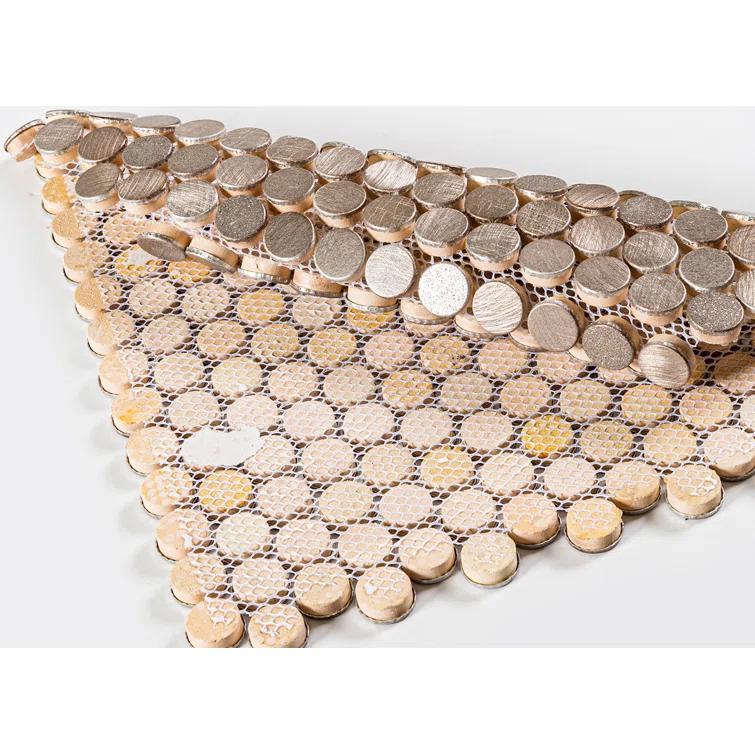 Orb 3/4" Metal Penny Round Mosaic Tile Shower Wall, Kitchen Backsplash and Wall Tile