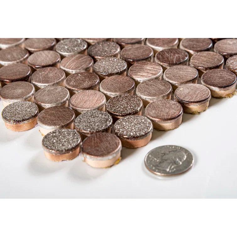 Orb 3/4" Metal Penny Round Mosaic Tile Shower Wall, Kitchen Backsplash and Wall Tile