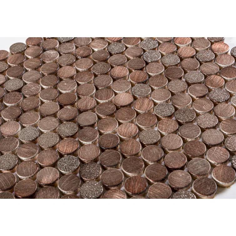 Orb 3/4" Metal Penny Round Mosaic Tile Shower Wall, Kitchen Backsplash and Wall Tile