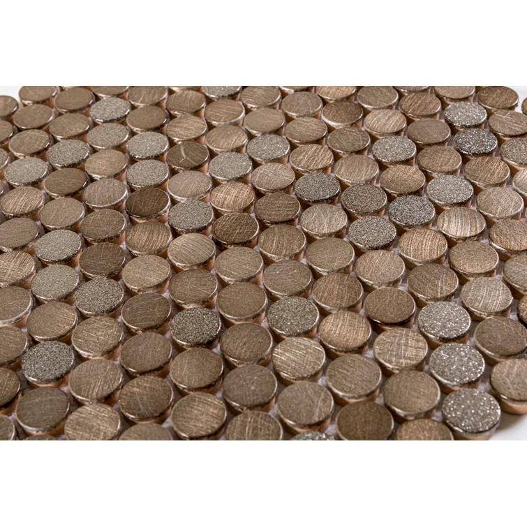 Orb 3/4" Metal Penny Round Mosaic Tile Shower Wall, Kitchen Backsplash and Wall Tile