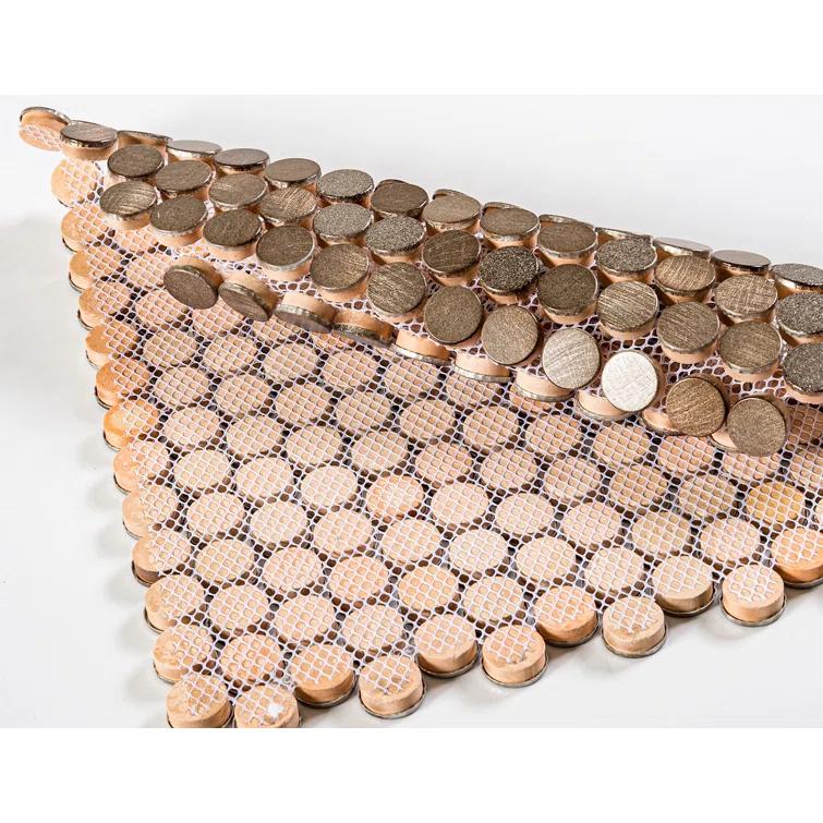 Orb 3/4" Metal Penny Round Mosaic Tile Shower Wall, Kitchen Backsplash and Wall Tile