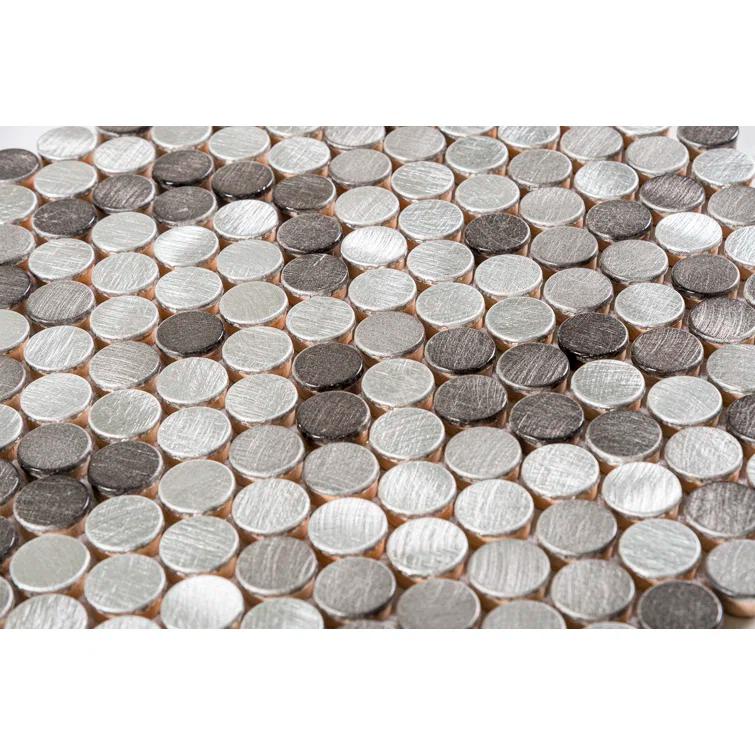Orb 3/4" Metal Penny Round Mosaic Tile Shower Wall, Kitchen Backsplash and Wall Tile