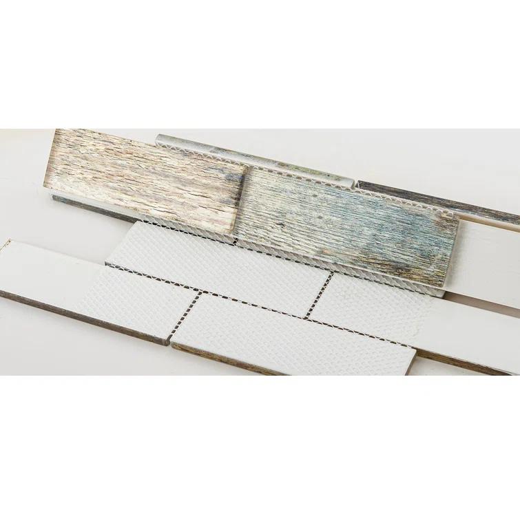 Migdal 2'' x 6'' Glass Brick Joint Mosaic Kitchen Backsplash, Bathroom, Shower, Wall and Floor Tile