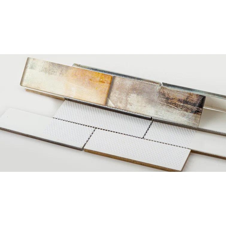 Migdal 2'' x 6'' Glass Brick Joint Mosaic Kitchen Backsplash, Bathroom, Shower, Wall and Floor Tile