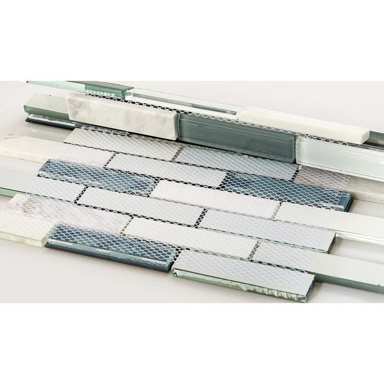 Andova Mergo 1" x 3" Beveled Marble Brick Joint Mosaic Kitchen Backsplash, Bathroom, Shower, Pool, Wall and Floor Tile