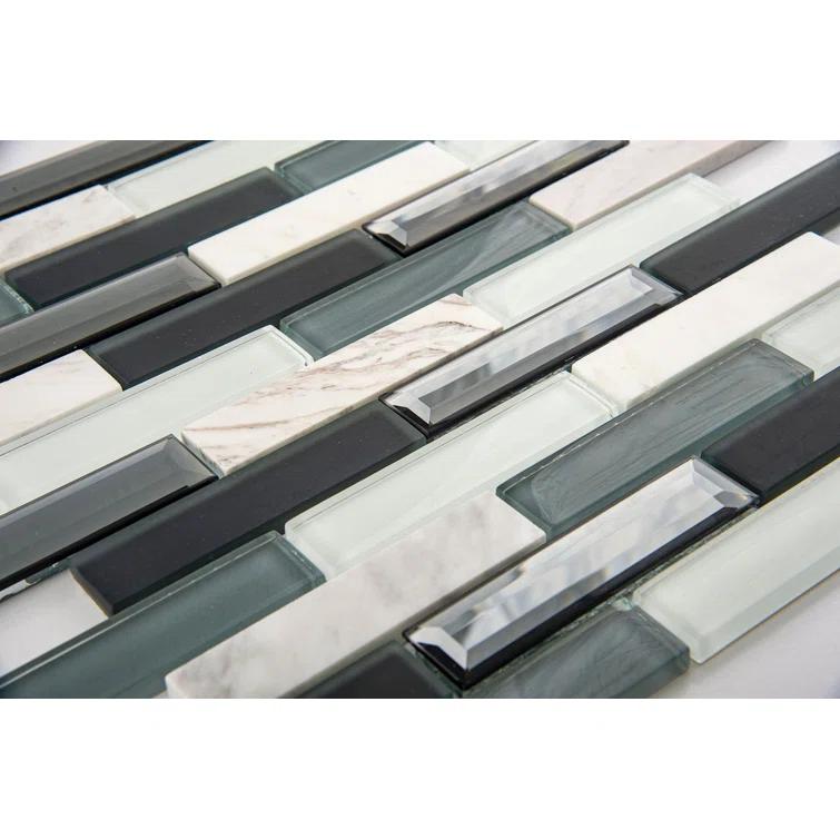 Andova Mergo 1" x 3" Beveled Marble Brick Joint Mosaic Kitchen Backsplash, Bathroom, Shower, Pool, Wall and Floor Tile