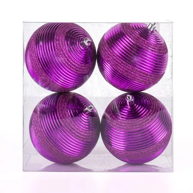 The Holiday Aisle® Shatterproof Swirling Ball Ornaments (Set of 4)