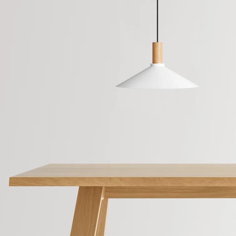 White Oak Emblem 12" Pendant Light with Steel Shade