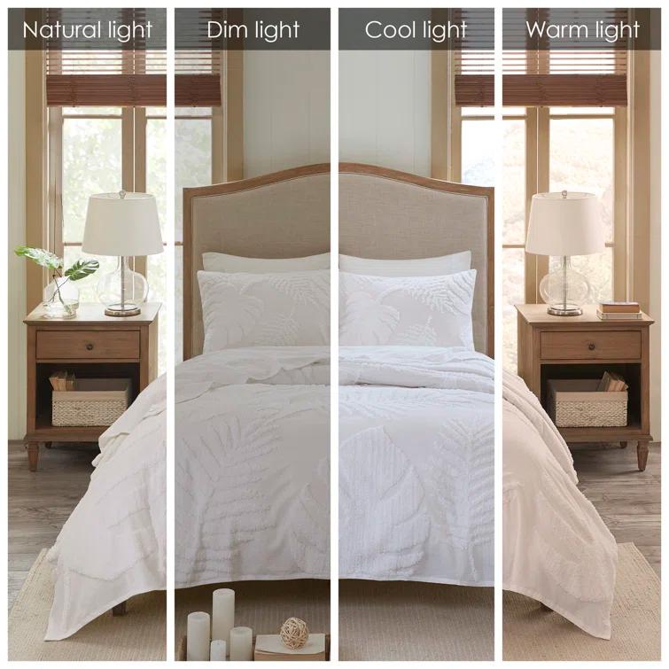 Madison Park Bahari Tufted Cotton Chenille Palm Duvet Cover Set