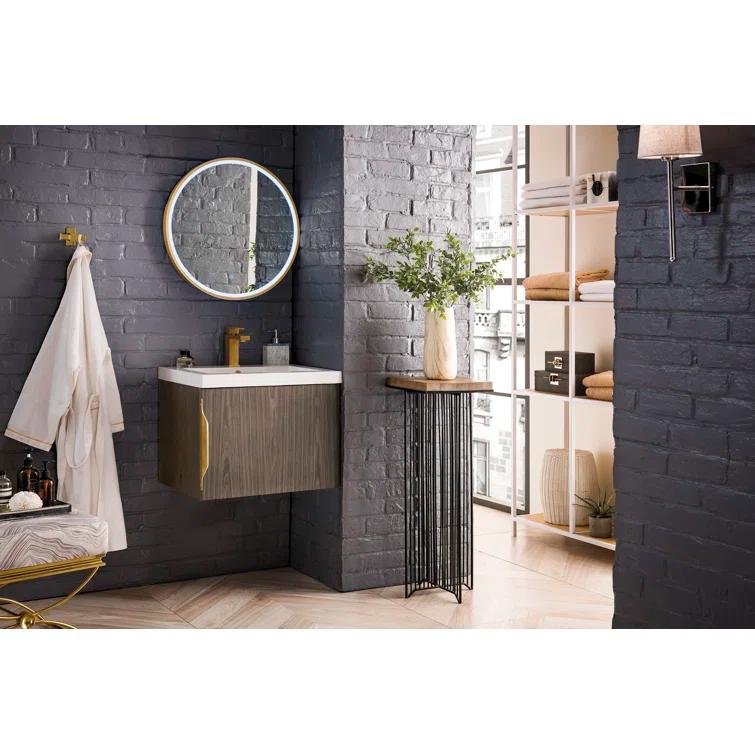 Ash Gray Engineered Wood Wall-Mount Vanity with Mineral Composite Top