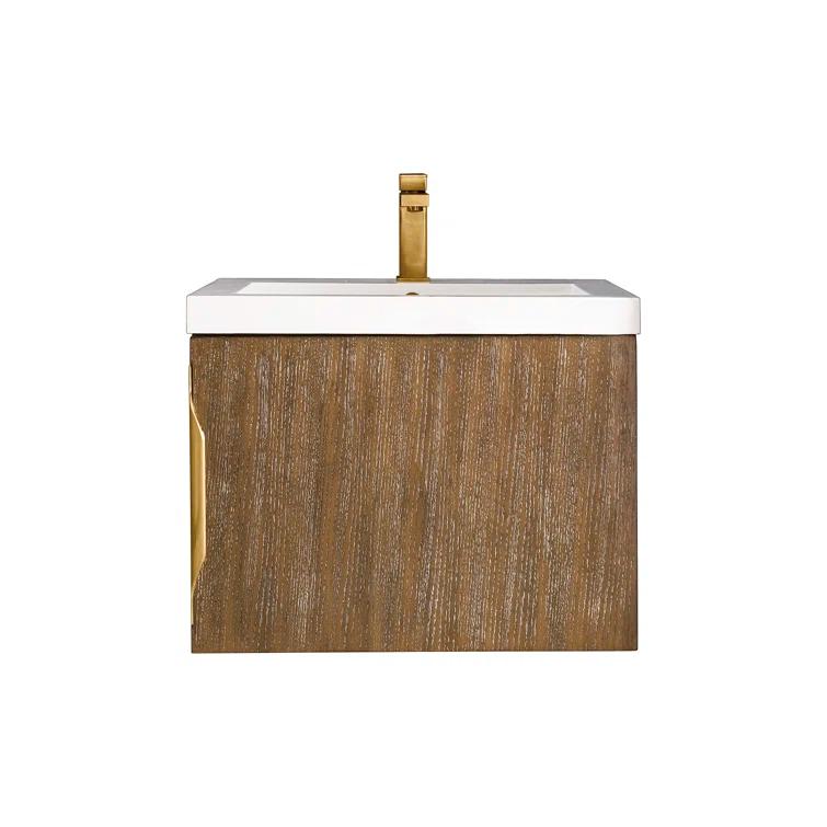 Latte Oak 24'' Wall-Mount Vanity with White Composite Top
