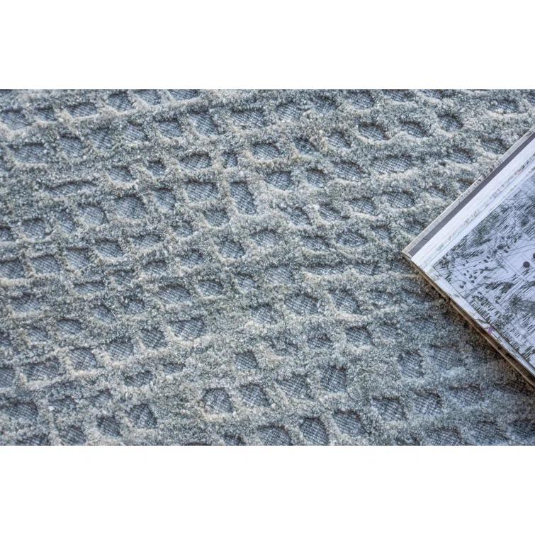 Rectangle Crescendo Hand Loomed Synthetics Area Rug in Silver