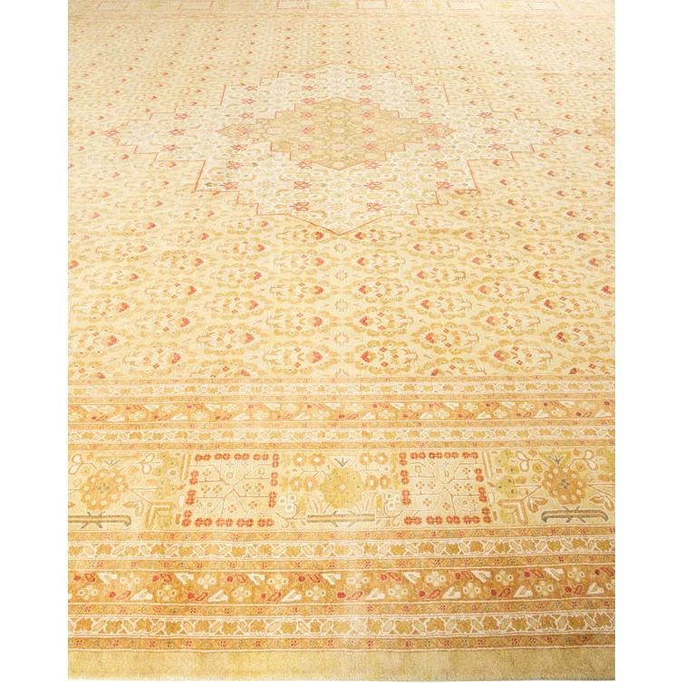 Hand-Knotted Wool Oriental Traditional Ivory Area Rug 12' 1" x 17' 5"