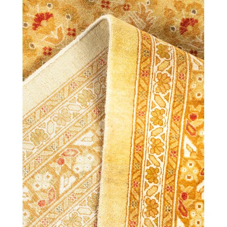 Hand-Knotted Wool Oriental Traditional Ivory Area Rug 12' 1" x 17' 5"