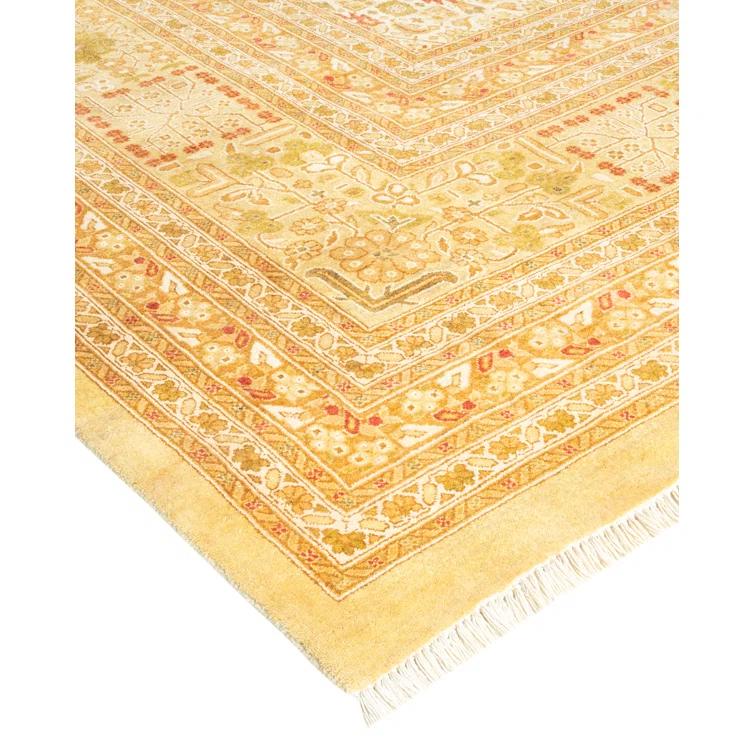 Hand-Knotted Wool Oriental Traditional Ivory Area Rug 12' 1" x 17' 5"