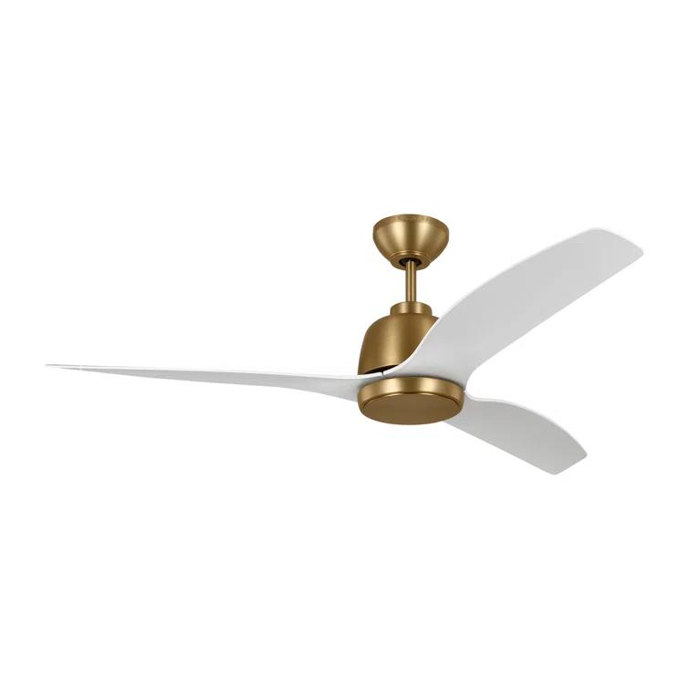 Avila 54" Satin Brass Ceiling Fan with Matte White Blades and LED Light