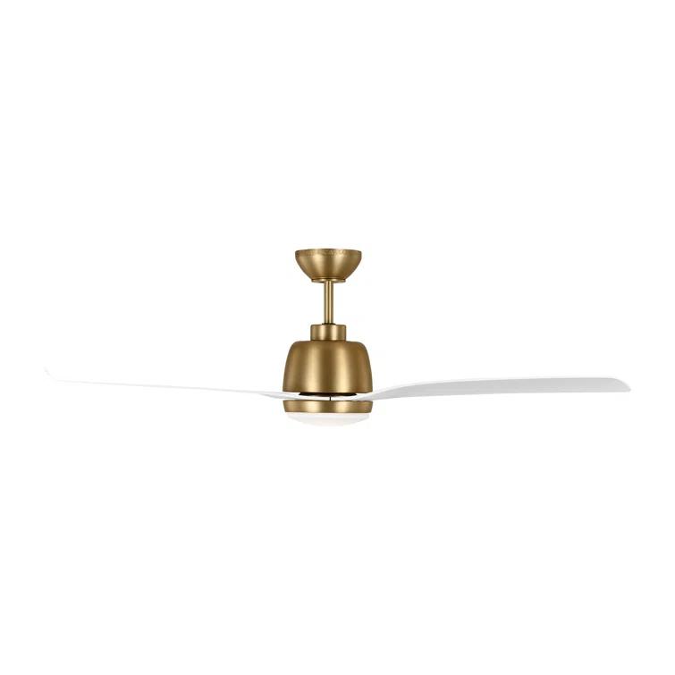 Avila 54" Satin Brass Ceiling Fan with Matte White Blades and LED Light