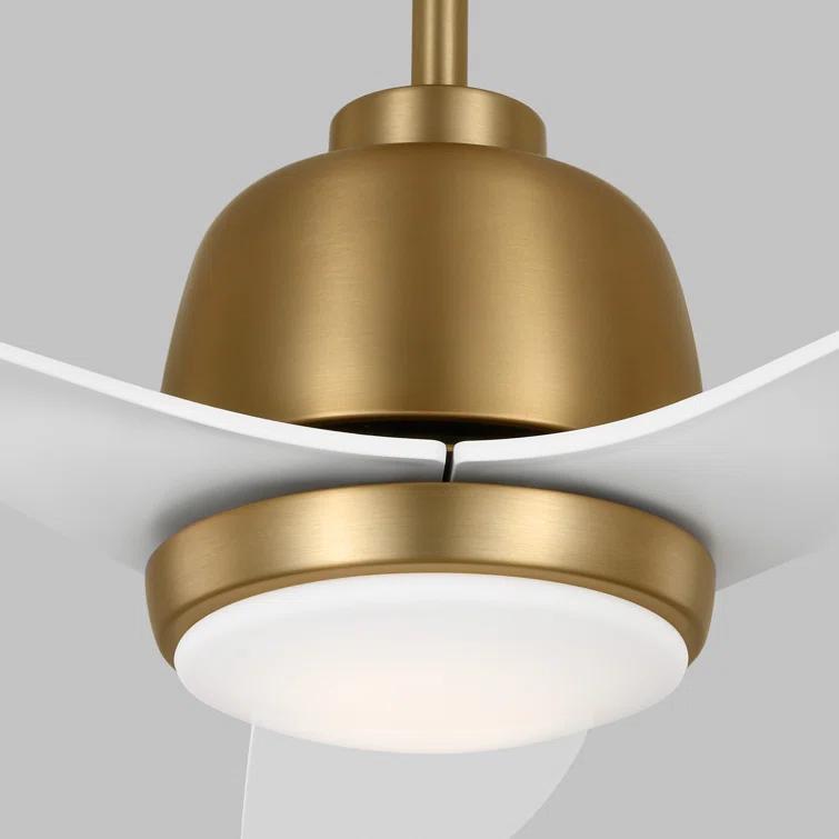 Avila 54" Satin Brass Ceiling Fan with Matte White Blades and LED Light