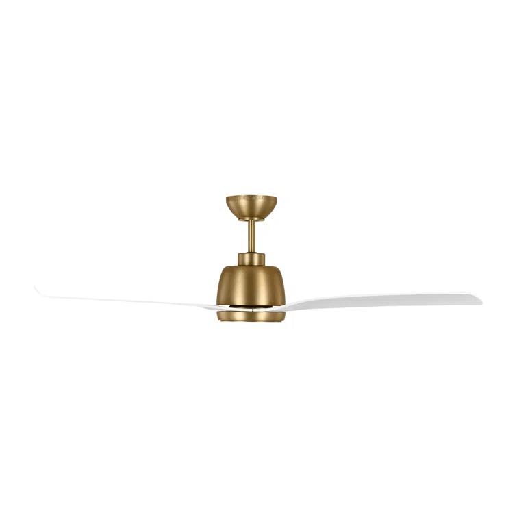 Avila 54" Satin Brass Ceiling Fan with Matte White Blades and LED Light