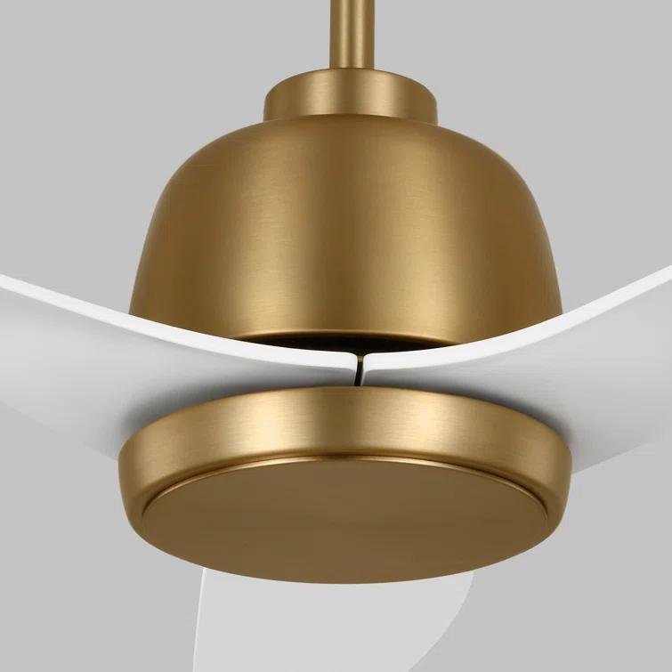 Avila 54" Satin Brass Ceiling Fan with Matte White Blades and LED Light