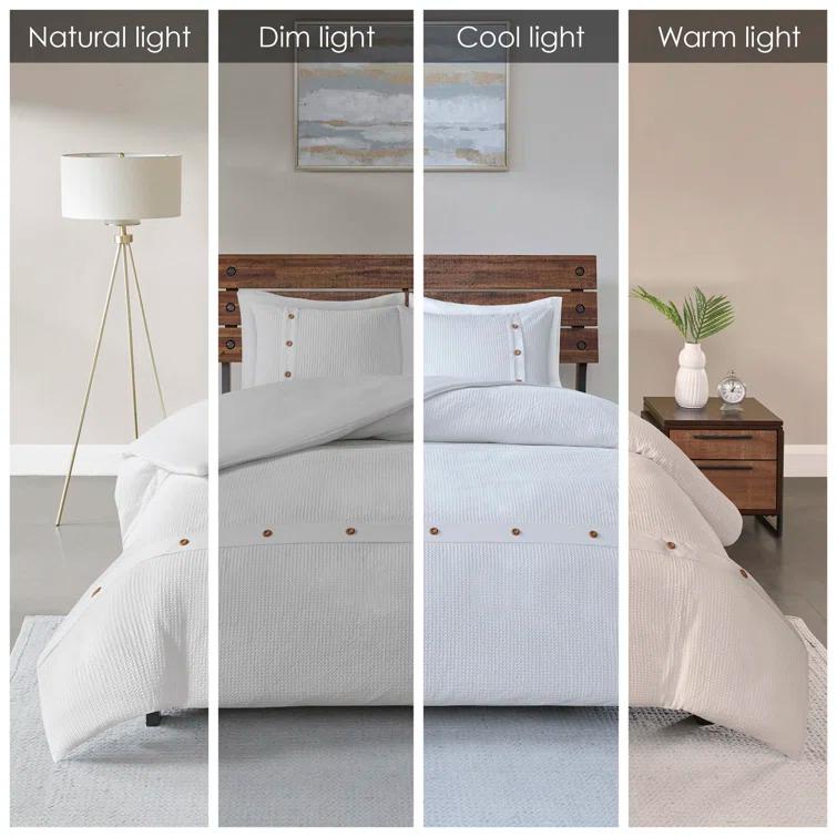 Marcus 3 Piece Cotton Waffle Weave Duvet Cover Set