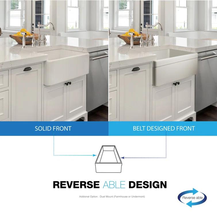 30'' L Farmhouse / Apron Single Bowl Fireclay Kitchen Sink