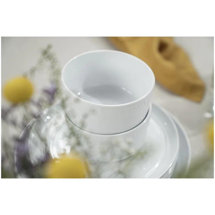 Staub Dining Line 4 Piece Ceramic Bowl Set, White