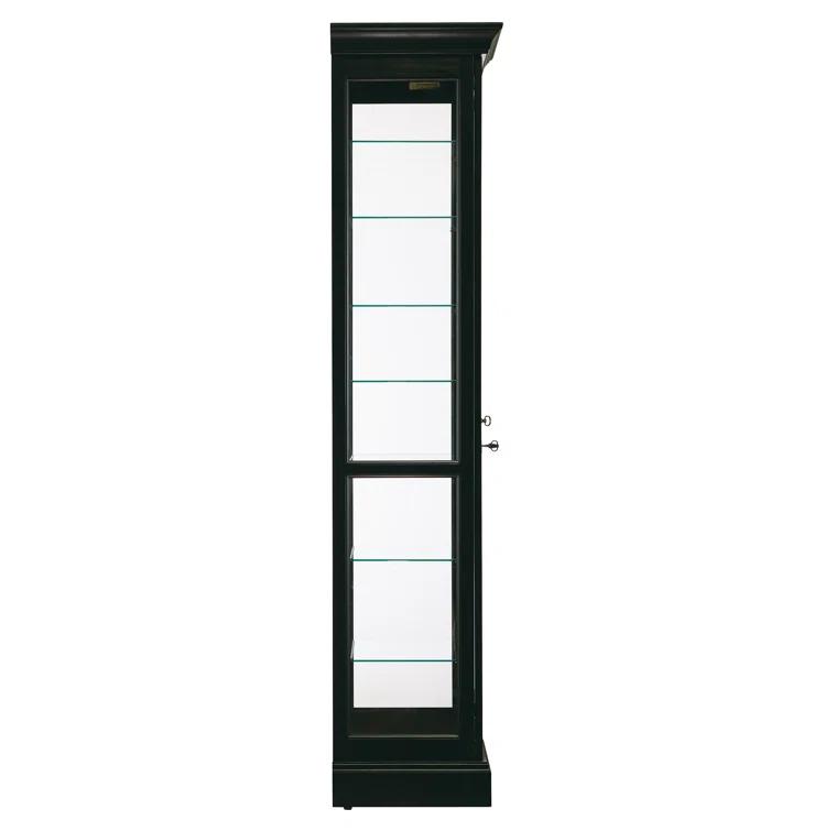 Greyleigh™ Flagg Lighted Gallery Style 5 Shelf Curio Cabinet in Onyx Black