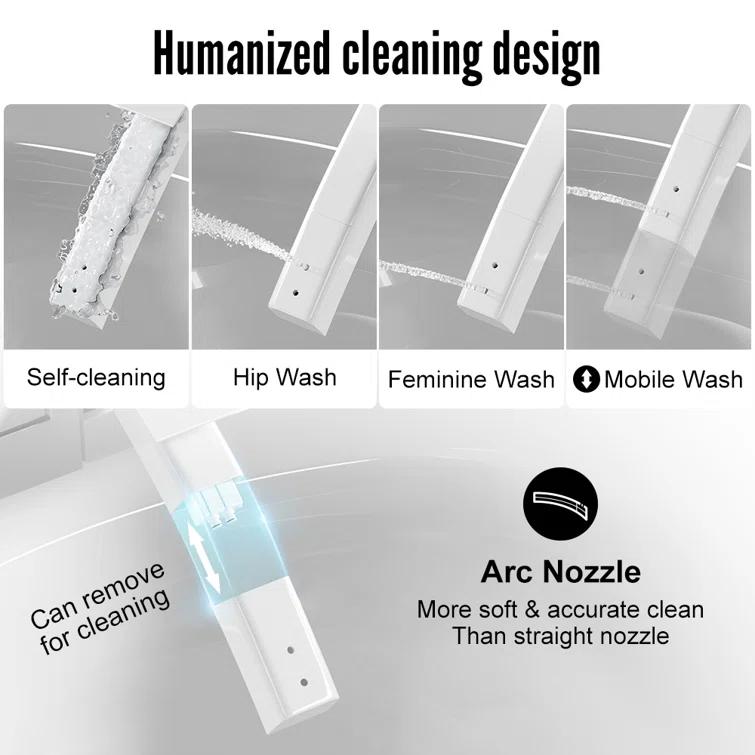 Smart Bidet Toilet, Elongated Tankless Toilet Bidet, Auto Flush, Foot Sensor Flush,Warm Water Clean,Dryer