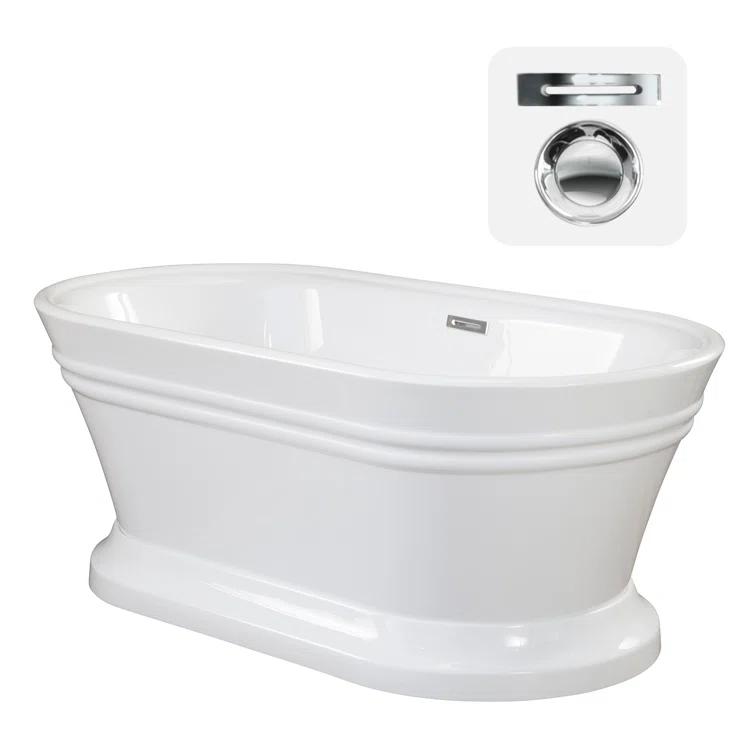 Solace 59.1'' x 29.5'' Freestanding Soaking Acrylic Bathtub