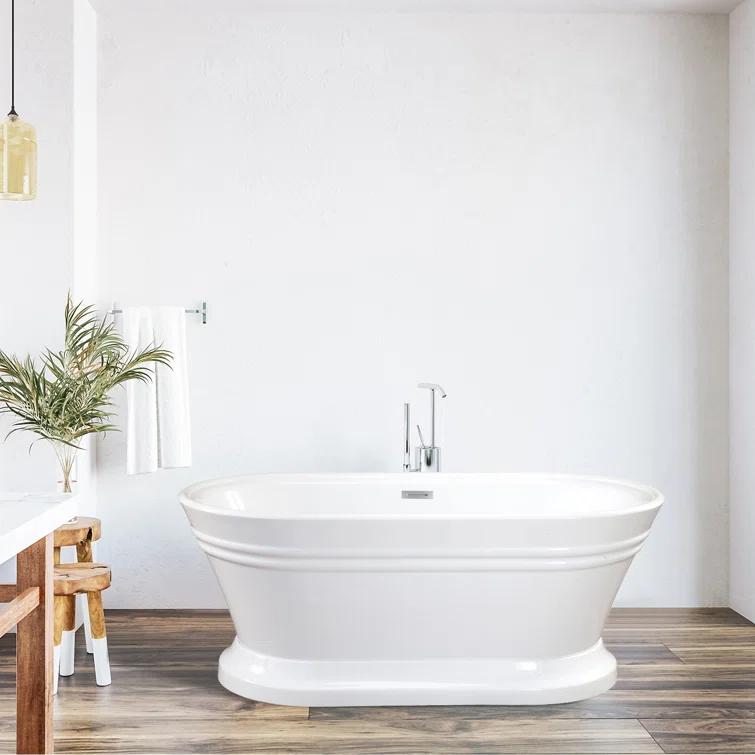 Solace 59.1'' x 29.5'' Freestanding Soaking Acrylic Bathtub