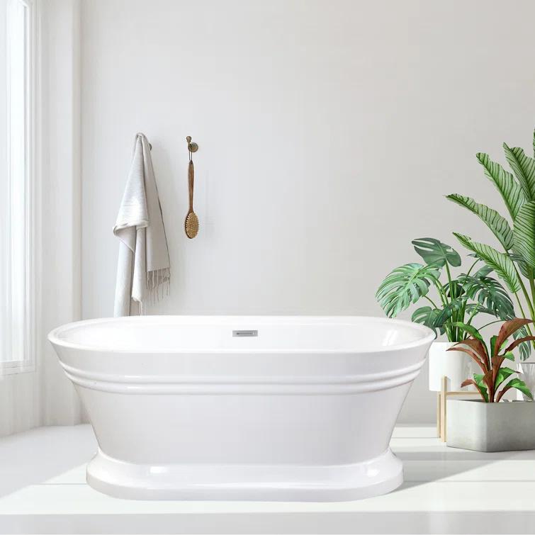 Solace 59.1'' x 29.5'' Freestanding Soaking Acrylic Bathtub