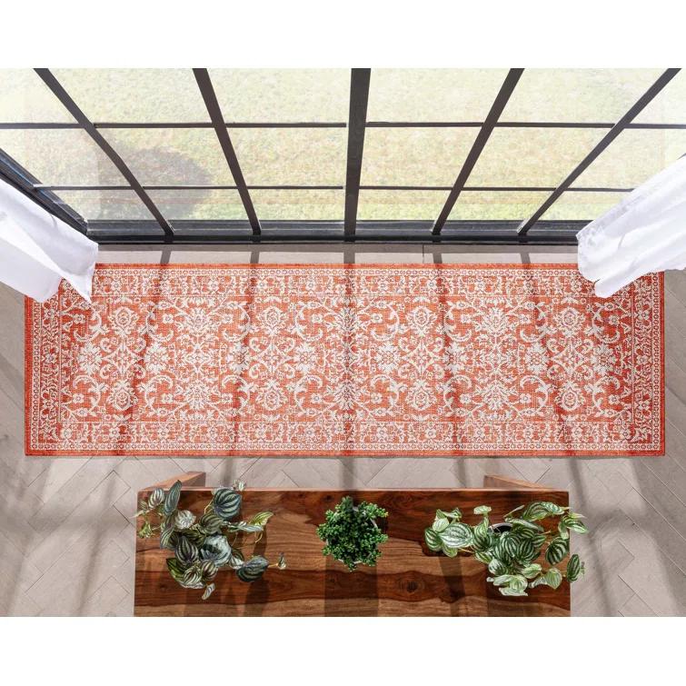 Lia Delphi Persian Oriental Orange Indoor/Outdoor Area Rug