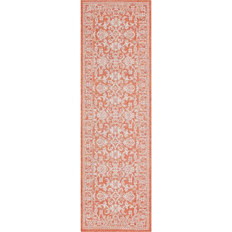 Lia Delphi Persian Oriental Orange Indoor/Outdoor Area Rug